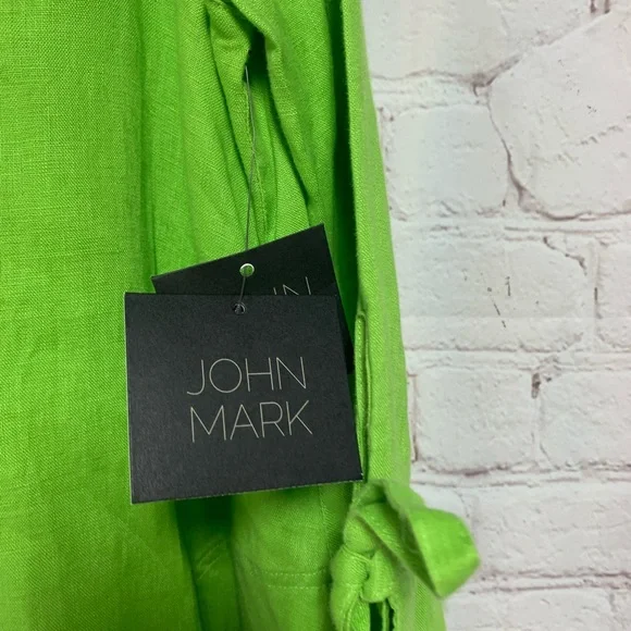 NEW John Mark Linen Lime Green Top Tunic Size M - Picture 3 of 7
